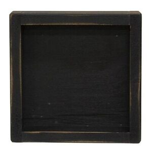 New Primitive Black Candle Holder Antique Look Wood Tray Box Aged 7 Sq X 1 5 H