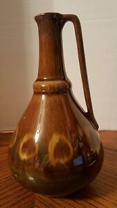 Antique Ceramic Brown Jug Marked Poland Wine Oil Excellent