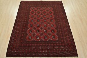 Vintage Bokhara 5 1 X 6 3 Red Wool Traditional Tribal Hand Knotted Oriental Rug