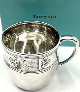  Sterling Silver Mug Tankard Tiffany Co Cup Antique 188g Squirrel Rare Bird