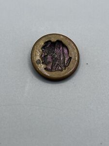 Antique Loop Shank Egyptian Head Cameo Toned Brass Clothing Button