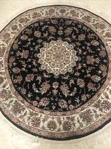Round Pakistan Handmade Perchian Motif Oriental Rug 65 