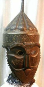 Antique Indo Persian Warrir Helmet Mask Melon Cut Islamic Helmet