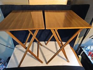 Vintage Mcm Scheibe Folding Tv Table 18 X 15 Top 24 1 2 High Wood Stand