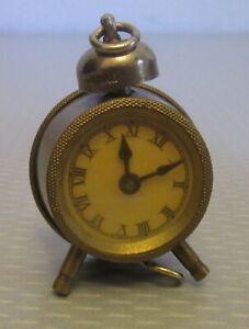 Antique Alarm Clock Tape Measure Figural Brass Germany Retractable Cloth Sewing