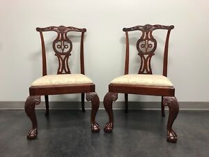 Baker Mahogany Chippendale Ball In Claw Dining Side Chairs Pair B