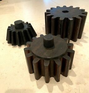Set Of 3 Wood Mold Foundry Pattern Antique Industrial Machinery Wooden Gear Cogs