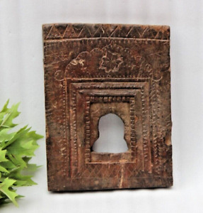 Antique Wooden Frame Temple Design Floral Carving Wall Hanging Handcrafted Old
