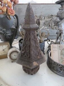 Amazing Heavy Old Architectural Salvaged Cast Iron Finial Pediment Rusty 13 