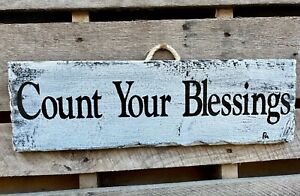 Handmade Farmhouse Hand Painted Wood Home D Cor Sign Count Your Blessings