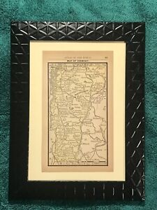 Old Framed Historical 1888 Vermont Map Color Detailed Rr Great Gift