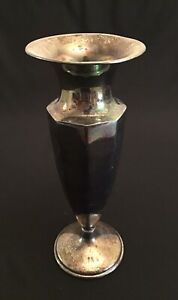 Vintage Homan Mfg Company Usa Quadruple Silver Plate 12 Tall Vase Patina
