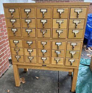 Sale Mcm Library Card Catalog 30 Drawer Wood Mid Century Sjostrom Gaylord