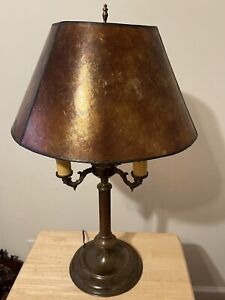 Vintage Mid Century Electric Candelabra Table Lamp Mica Shade