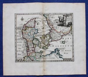 Antique Atlas Map Denmark Regni Daniae P Cluver Cluverius Published C 1697