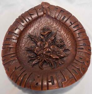 Antique German Hand Carved Wooden Soap Stone Bread Plate Give Us This Day 