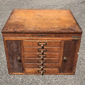 Antique Library Bureau Sole Makers Oak Office Card Catalog Cabinet With Drawers