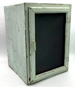 Vtg Primitive Hand Built Screen Wooden Pie Safe Cabinet Countertop Painted