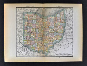 1884 Mcnally Map Ohio Columbus Cleveland Cincinnati Toledo Dayton Youngstown