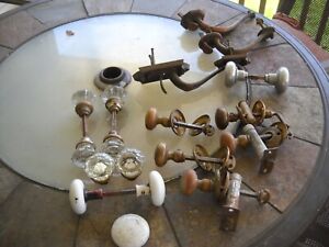 Lot Of Vintage Doorknobs Glass Brass Porcelain Large Brass Handles Hardware