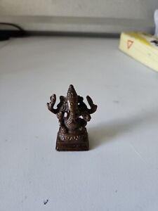 Small Indian Hindu Brass Lord Ganesh Deity God Figure