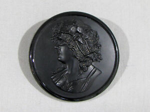 Large Antique Black Mourning Cameo Button