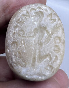 Ancient Seal Sasanian Stamp Bead Amyzing Stone Intaglio Inscription Seal