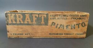 Antique Vintage Kraft Pimento Cheese Wooden 5 Lbs Box Wood Advertising Decor