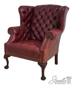 62797ec Leathercraft Tufted Leather Chesterfield Wing Chair