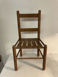 Antique Shaker Style Child S Ladder Back Slatted Seat Chair Solid Chair 