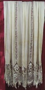 Antique 19c Hand Knitted Lace Curtain