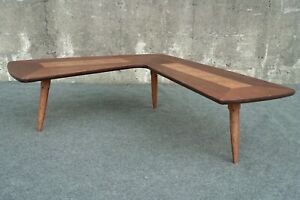Mid Century Modern Lane Walnut Burlwood Boomerang Coffee Table