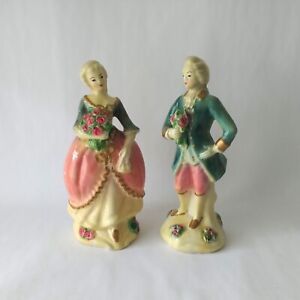 2 Antique Mortens Studio Pottery Victorian Couple Figurines Royal Designs Morte