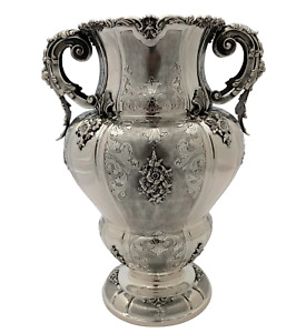 Extra Large Italian 800 Silver Handmade Floral Ornate Applique Flower Vase