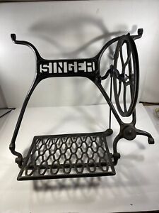 Vtg Singer Treadle Sewing Machine Base Foot Pedal Wheel Cast Iron Steampunk