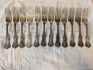 12 Matching Bailey Banks Biddle Sterling Silver 6 3 4 Forks King Pattern