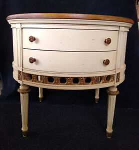 Vintage Italian Gordon S Cream Gold Marble Top End Side Table Chest W Drawers