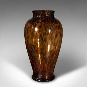 Large Vintage Amber Flower Vase Italian Art Glass Baluster Urn Circa 1970
