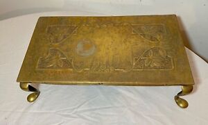 Rare Antique 18th Century Engraved Tooled Brass Fireplace Footman Trivet Bench