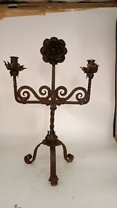Antique Candlestick Wrought Iron