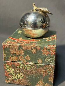 800 Sterling Silver Italian Apple Form Trinket Ring Or Jewelry Box With Box