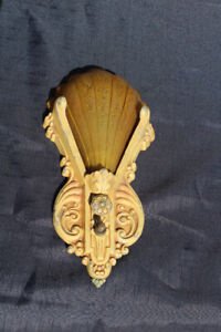 Antique Art Deco Slip Glass Shade Sconce Wall Mounted Original Color Riddle