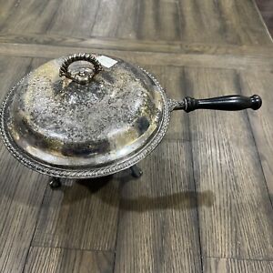Silver Plated Chafing Dish Victorian Baroque Style Single Wick Warmer Vintage