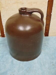 Antique Stoneware 3 Gallon Beehive Whiskey Jug Brown Glaze