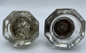 Vtg 8 Point Crystal Rosette Glass Door Knobs Architectural Salvage Lot Of Two