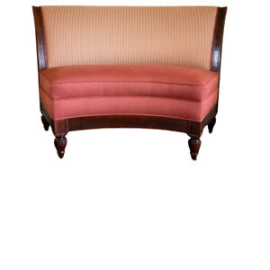 Regency Style English Curved Mahogany Upholstered Banquette
