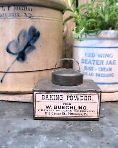 Small Antique Tin Box Make Do Biscuit Cutter Lid Baking Powder Lid