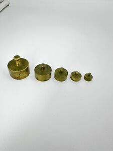 Antique Solid Brass 5 Pieces Gram Graduated 10g 20g 50g 100g 200g Weight Set