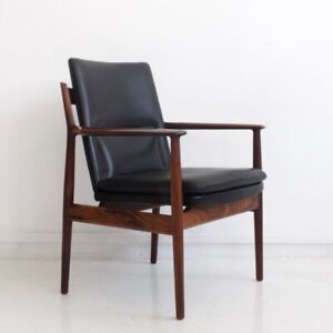 1960s Danish Rosewood Leather Arne Vodder Arm Chair Mid Century