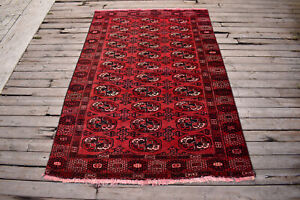 Turkoman Rug 47 X73 Hand Woven Oriental Carpet 120x187cm Tribal Eclectic Rug